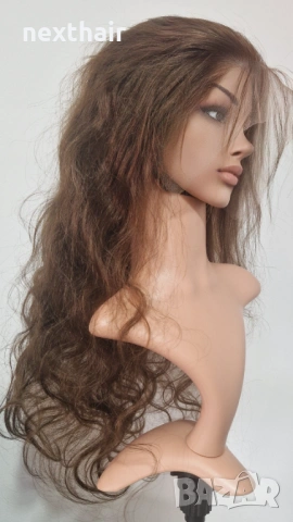 Естествена чуплива перука от 100% бразилска коса, дължина 70-75 см, дантелена зона 13х6, снимка 3 - Аксесоари за коса - 53176345