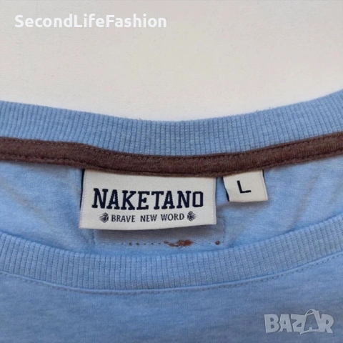 Дамска тениска Naketano, модел Wolle VII, син цвят, размер L, снимка 2 - Тениски - 53175905