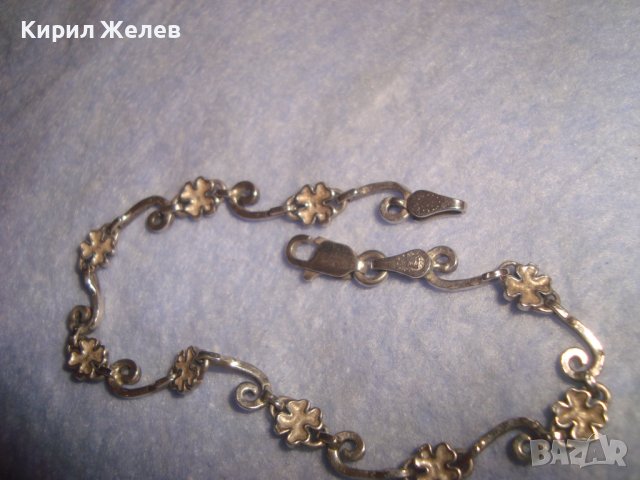 СТАРА СКЪПОЦЕННА АР НУВО ФЛОРАЛНА с ЧЕТИРИЛИСТНИ ДЕТЕЛИНКИ ГРИВНА СРЕБРО 900 РЪЧНА ИЗРАБОТКА 28715 , снимка 6 - Гривни - 37252456