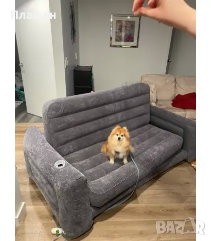 Надуваем разтегателен двуместен диван комплект мебел Intex  за спане, сив 2.03x2.24x0.66 м