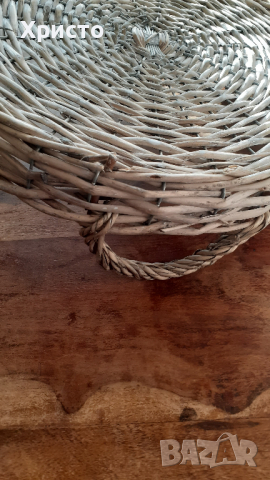 плетен поднос с дръжки от естествена тръстика бамбук за сервиране, нов, етикет.  Диаметър ф37,5 см,, снимка 2 - Прибори за хранене, готвене и сервиране - 44906947