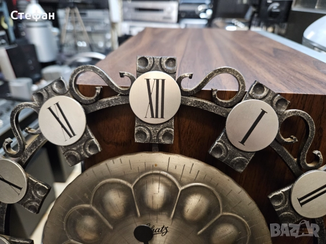 Винтидж стенен часовник със звездовиден дизайн от средата на века, стенен часовник MCM със сребърни , снимка 7 - Стенни часовници - 51977286