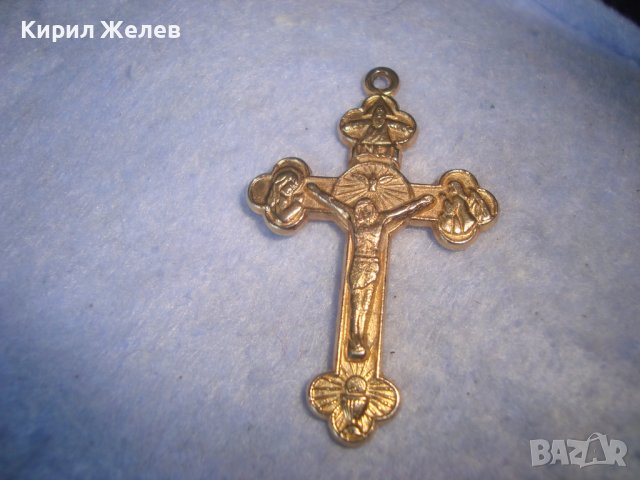 СТАРО КРАСИВО ПОЗЛАТЕНО КАТОЛИЧЕСКО РЕЛЕФНО РАЗПЯТИЕ КРЪСТЧЕ 12662, снимка 3 - Антикварни и старинни предмети - 36903444
