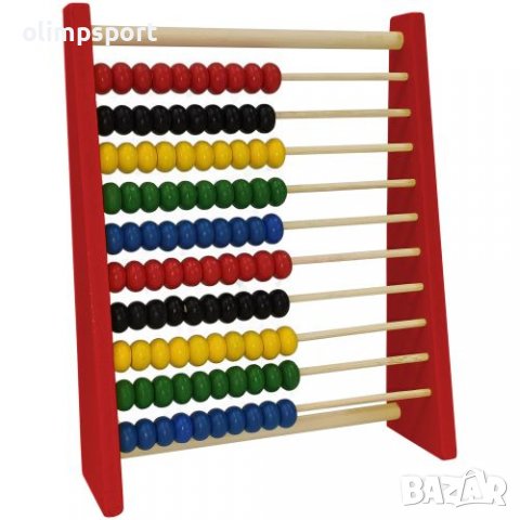 Класическо дървено сметало със 100 цветни топчета, групирани по 10 на ред. , снимка 2 - Ученически пособия, канцеларски материали - 37863985