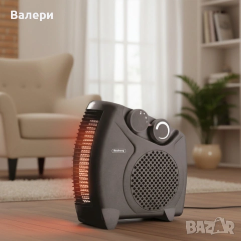 Отоплителна вентилаторна печка Rosberg – 2000W, черен/бял, снимка 2 - Отоплителни печки - 53220185