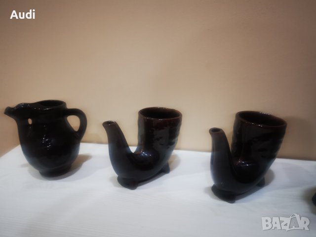 Троянска керамика РИТОНИ Комплект сервиз за ракия 6 броя, снимка 5 - Антикварни и старинни предмети - 39652996