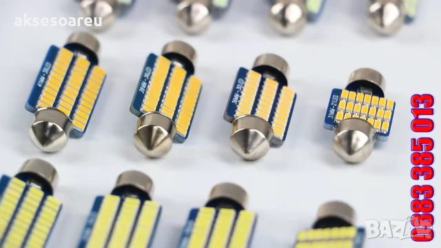 10 бр. Автомобилни сулфидни крушки 12 V 41mm с 36 LED диода ледено сини интериорни светлини четене, снимка 2 - Аксесоари и консумативи - 53110385