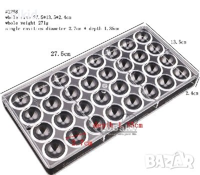 32 бр полу кръг полу сфери капси пластмасова форма Поликарбонатна отливка калъп Шоколадови бонбони, снимка 2 - Форми - 37399536