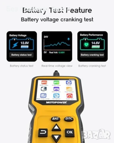 Нов Диагностичен OBD2 скенер с батерия тестер MP69033 инструмент, снимка 6 - Друга електроника - 50747933