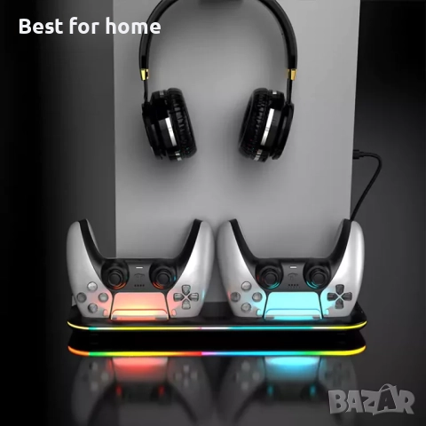 Охлаждаща стойка за Playstation 5 RGB с докинг станция за зареждане с два контролера , снимка 3 - Аксесоари - 52430922