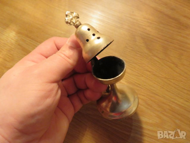 малко удобно бронзово кандило - за да е винаги с вас, тамянник 11 см, 1927 Царство България религия, снимка 7 - Антикварни и старинни предмети - 28077762