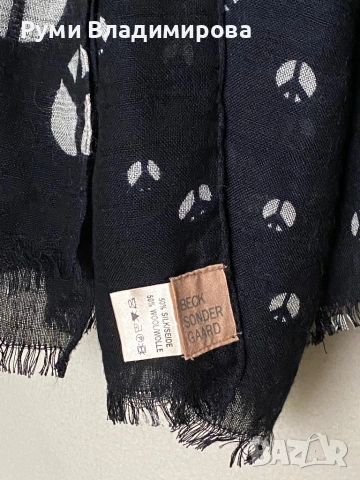 Черен шал Beck Sondergaard oт 50 % вълна и 50 % коприна, снимка 4 - Шалове - 52705034