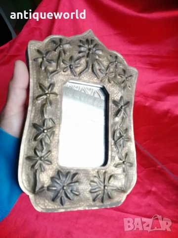 Старинно Настолно Огледало с Месингов обков , снимка 6 - Антикварни и старинни предмети - 35154253