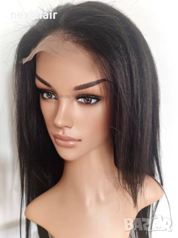 Черна перука от микс естествен косъм и примеси 70 см с Lace 4×4, снимка 9 - Аксесоари за коса - 52906961
