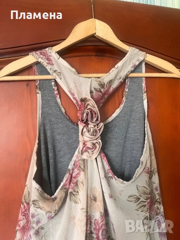 Летен потник бежова гама с цветя рози на гърба с м , снимка 3 - Потници - 51865289