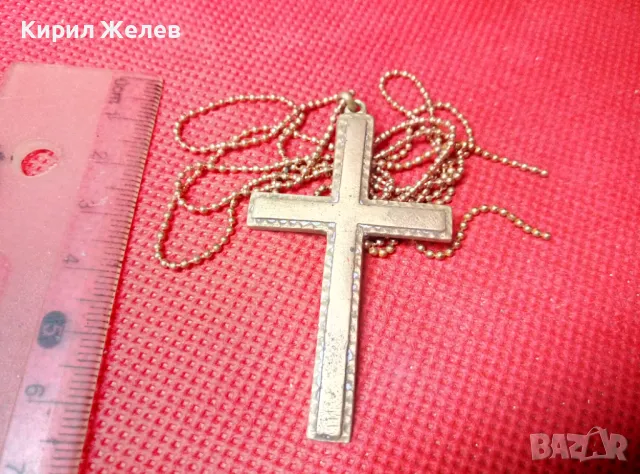 СТАР МЕСИНГОВ СТИЛЕН НАГРЪДЕН КРЪСТ и ЗЛАТИСТА ФИНА ВЕРИЖКА с НУЖДА от ЗАКОПЧАЛКА 43031, снимка 9 - Антикварни и старинни предмети - 47282720
