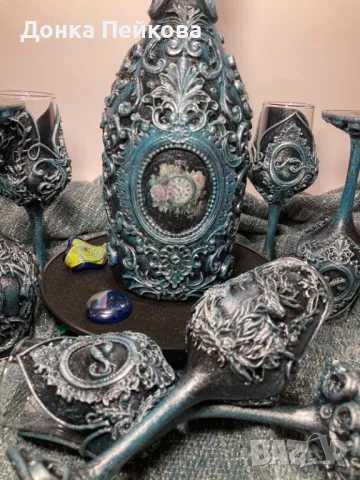 Сервиз за аперитив ръчна изработка в сребро , снимка 2 - Сервизи - 47658032