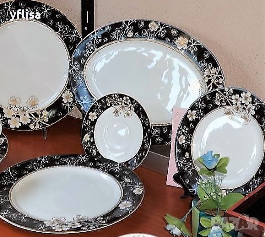 Сервиз в бяло и черно използваем в съдомиялна машина, снимка 4 - Сервизи - 27297198