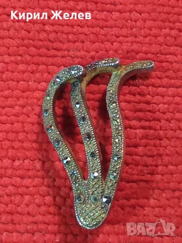 ИЗЯЩЕН АЖУРЕН СКЪПОЦЕНЕН СРЕБЪРЕН МЕДАЛЬОН СРЕБРО 925 с МАРКАЗИТИ - ЧАСТ от КОМПЛЕКТ 47573, снимка 15 - Колиета, медальони, синджири - 48901332