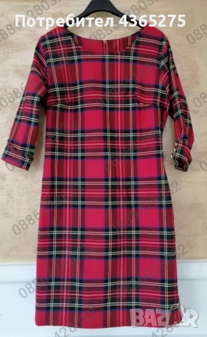 Уникална рокля в черно-Каре и в червено-Каре, втален модел,закопчаване със скрит цип на гърба , снимка 3 - Рокли - 52461767