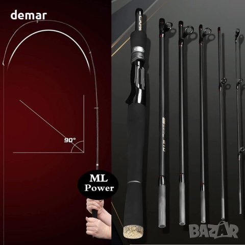 BNTTEAM Baitcasting 2.1M Риболовна въдица супер твърда лека преносима 6-секционна, снимка 5 - Въдици - 43583549