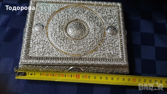 Метална ръчноизработена арабска кутия за бижута, снимка 6 - Антикварни и старинни предмети - 52510725