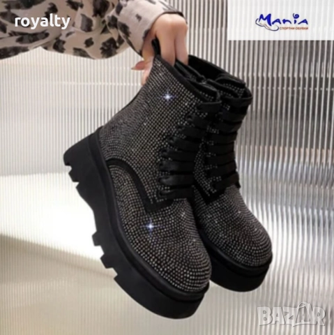 Дамски боти с блестящи камъчета, снимка 2 - Дамски боти - 52142098