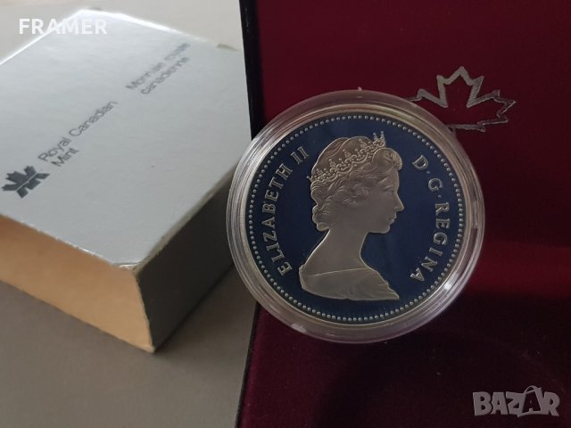 1 сребърен долар 1982 година Канада Елизабет II сребро в ТОП качество, снимка 4 - Нумизматика и бонистика - 35285175