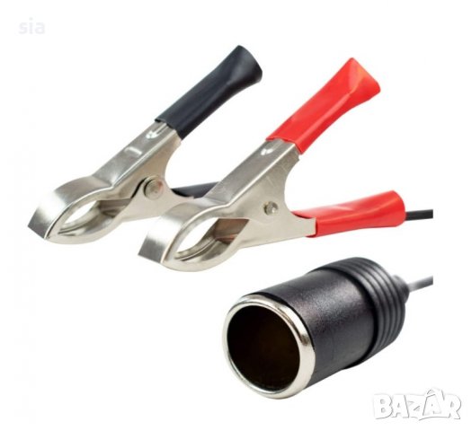 Разклонител за запалка с щипки за акумулатор,Гнездо за запалка и щипки, авто запалка, 5А, 12V, Черен