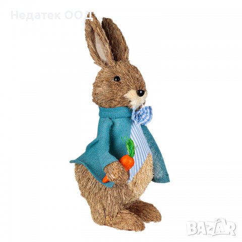 Великденска декорация, Заек с яке и морков,  47 см, Многоцветна