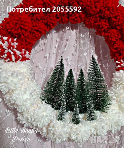 Коледен венец с елхички - ръчно направен, снимка 2 - Коледни подаръци - 43046875
