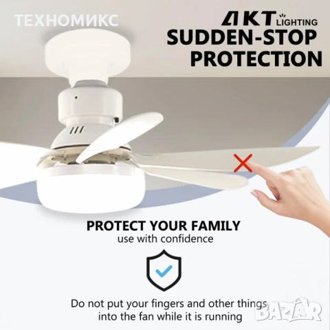 Модерна вентилаторна лампа с форма на цвете, LED осветление, дистанционно, 40W, 1200 лумена, снимка 2 - Лед осветление - 51079052