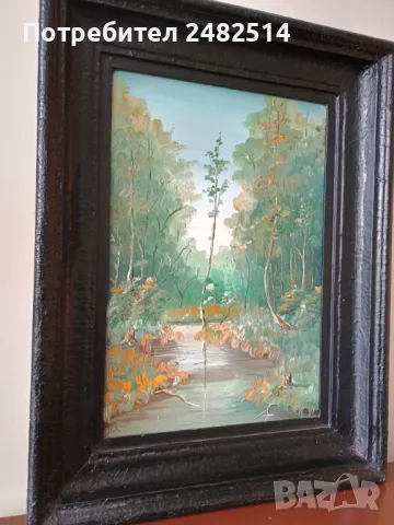 Живопис Импресия. Стара маслена картина с масивна дървена рамка, снимка 4 - Антикварни и старинни предмети - 49227699