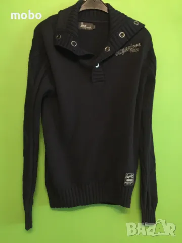 Мъжки памучен пуловер в тъмно синьо, марка Garcia,  размер  „ L „ с дълъг ръкав ., снимка 1