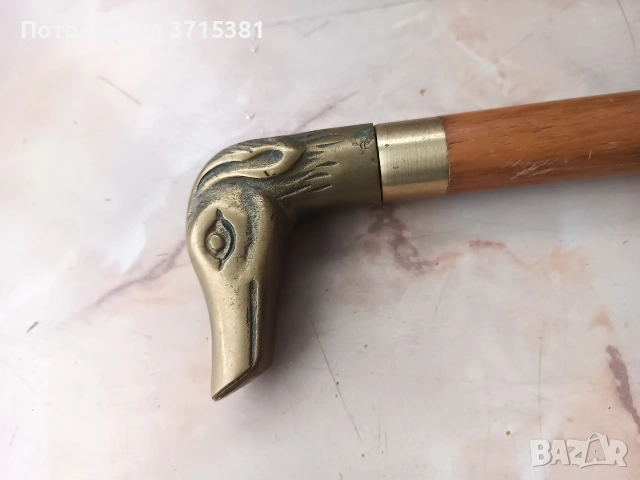 Дървен бастун с бронзова дръжка с тайник, снимка 8 - Колекции - 53210177