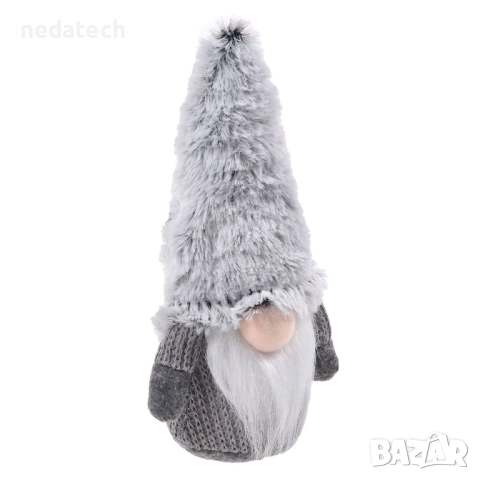 Гном със сива пухкава шапка, 31 cm, сив, снимка 2 - Декорация за дома - 52329418