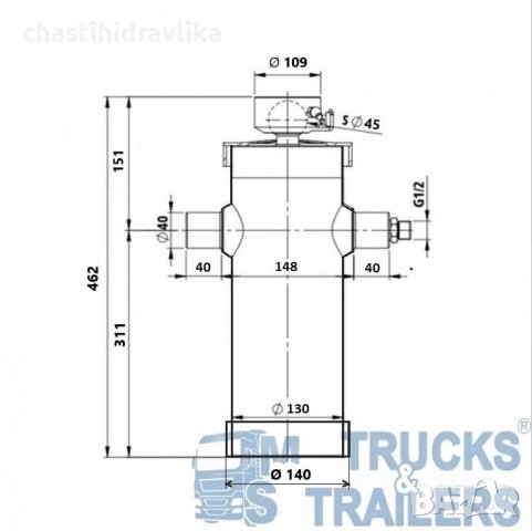 ХИДРАВЛИЧЕН ЦИЛИНДЪР HYPACO 105 5 1500, снимка 2 - Части - 40153739