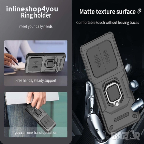 Удароустойчив Кейс RingCase с Капак за Xiaomi Poco C75, снимка 3 - Калъфи, кейсове - 51748903