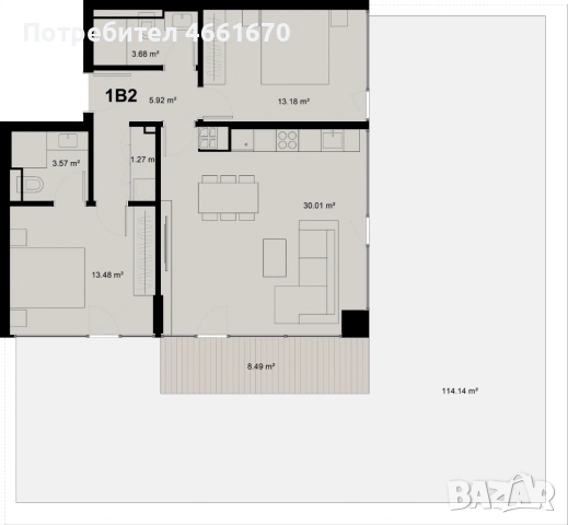 Тристаен апартамент в Младежки хълм