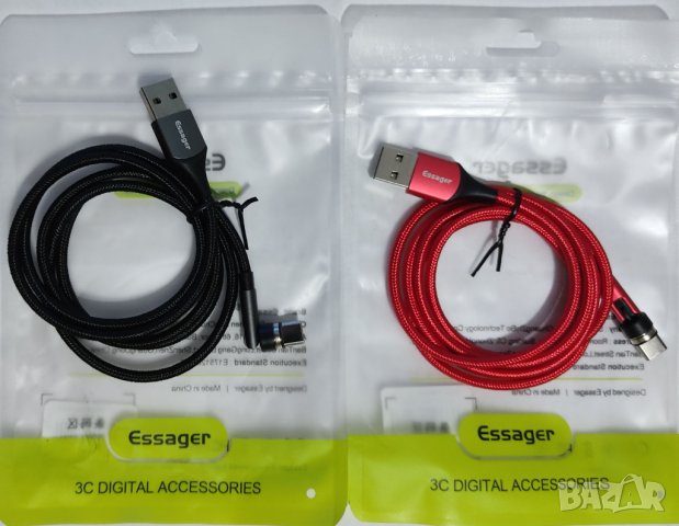 ✨ 540° Бързо магнитно зарядно 3А, магнитен кабел micro USB, Type C, трансфер на данни 480Mbps, снимка 7 - USB кабели - 38650672