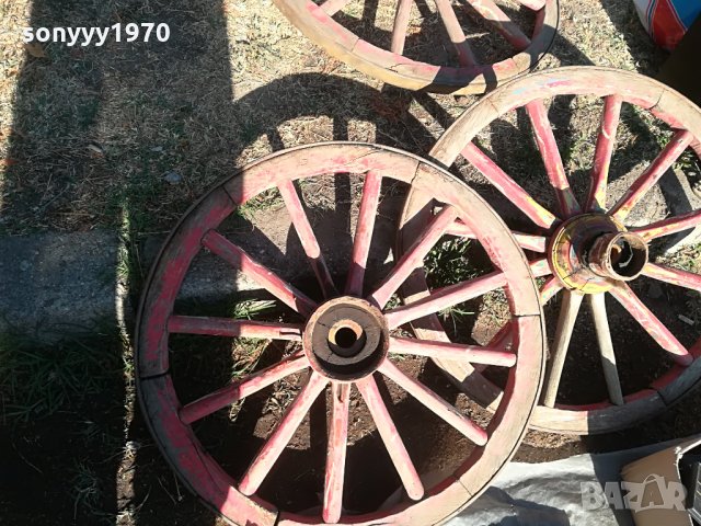 ретро колела от каруца-3бр-метал и дърво, снимка 11 - Колекции - 26549479