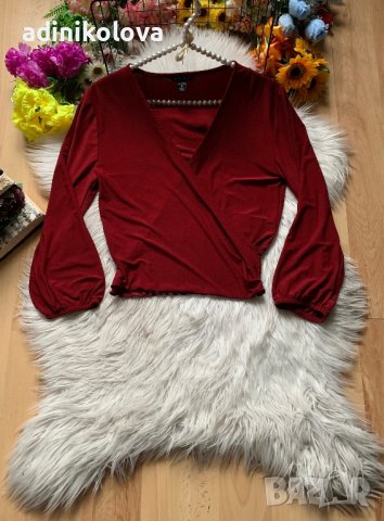 Кроп блуза бордо Амису, снимка 1 - Блузи с дълъг ръкав и пуловери - 43005355