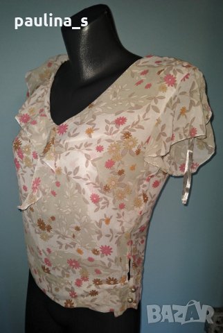 Блуза тип туника от шифон "Bluolter" за повод, с перли, снимка 1 - Туники - 28740688