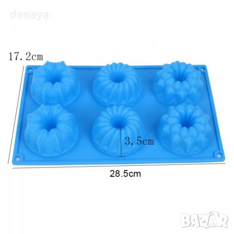 424 Силиконова форма за мъфини кексчета с 6 гнезда, снимка 3 - Форми - 27195538