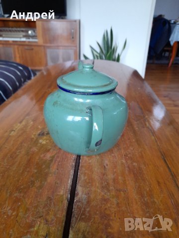 Стар емайлиран чайник #45, снимка 4 - Антикварни и старинни предмети - 43119579