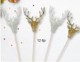 12 бр елен глава златисти картонени дълги топери украса декор за мъфини кексчета парти