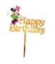 Мини Маус minnie mouse Happy Birthday Златист твърд Акрил топер за торта украса рожден ден табела, снимка 1 - Други - 32366032