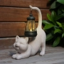 Декоративна статуя Котка със соларно фенерче, градинска фигурка от смола, декорация за дом/градина, снимка 1