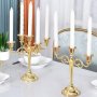 Метален свещик за три или пет свещи в златно, снимка 1 - Декорация за дома - 42956507