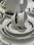 Троен сет от костен порцелан бял с кобалтово синьо позлатен Кант на MITTERTEICH , снимка 3